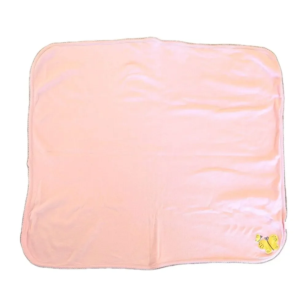 Carter's Just One You Pink White Butterfly Baby Blanket Giraffes Zebras Monkeys